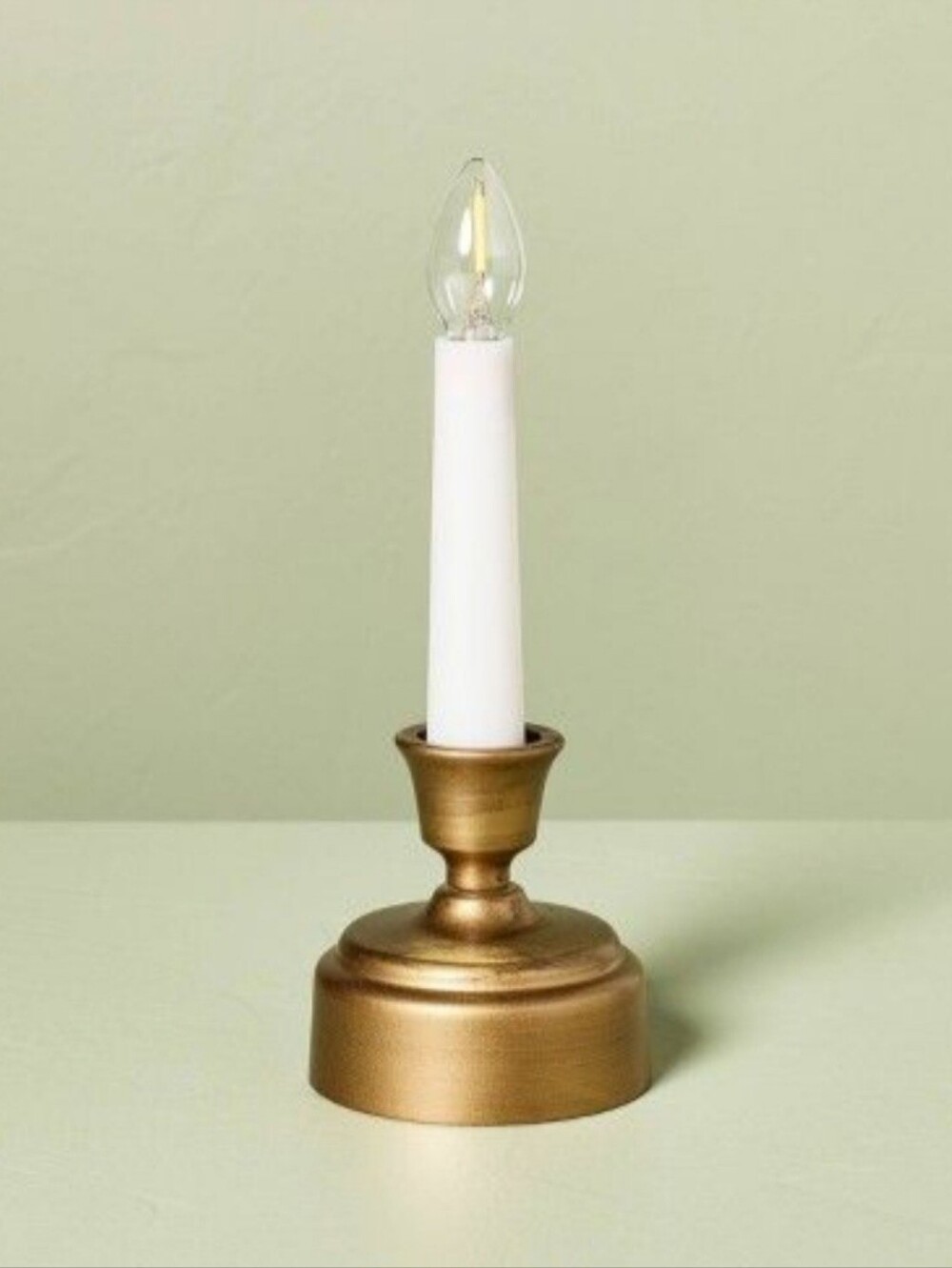 Hearth & Hand With Magnolia 8" Flameless Christmas Window Taper Candle Brass